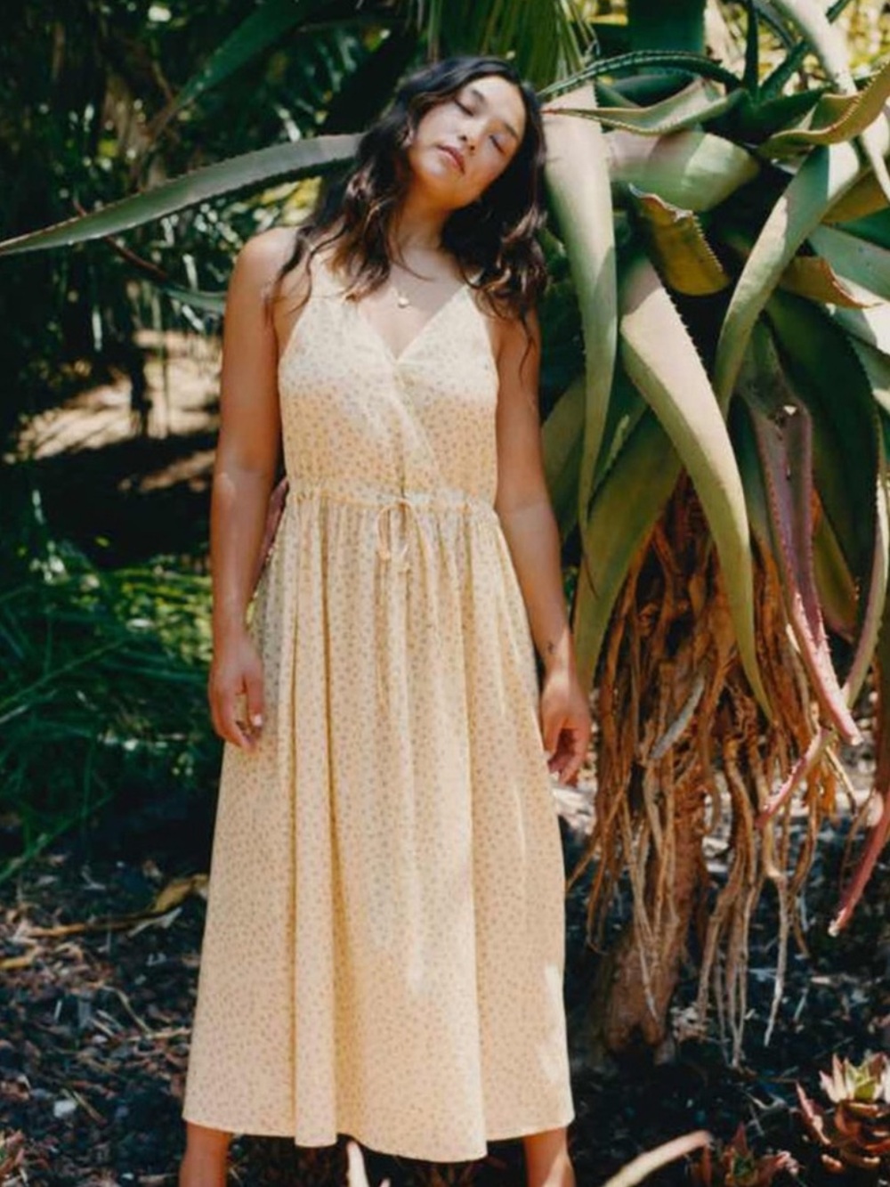 Christy Dawn The Lincoln Dress Gold Pollinator Garden Silk Cotton